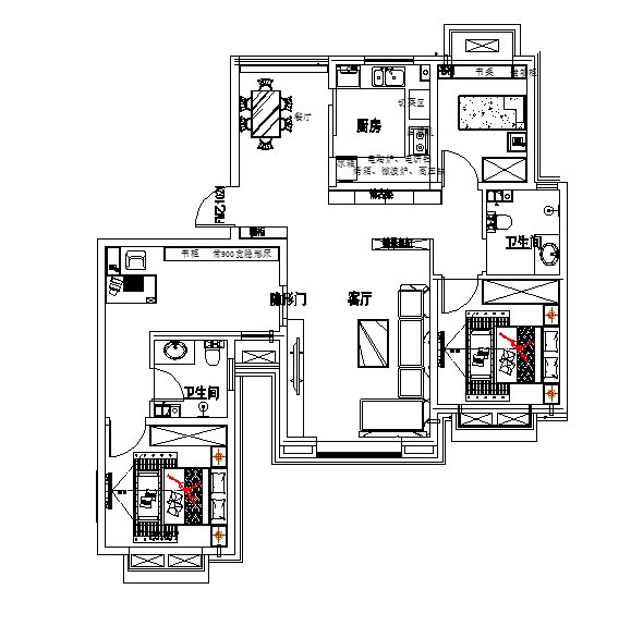 桦林彩云城127平米装修效果图
