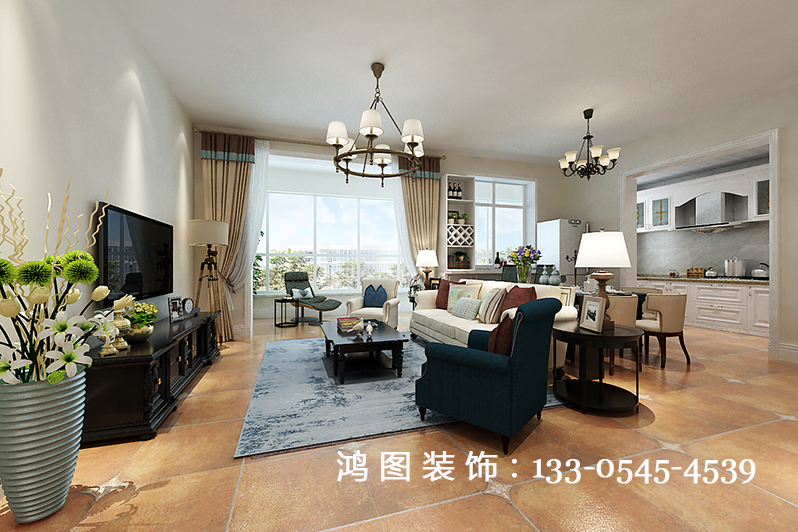 鸿图装饰—国奥天地145平米装修效果图