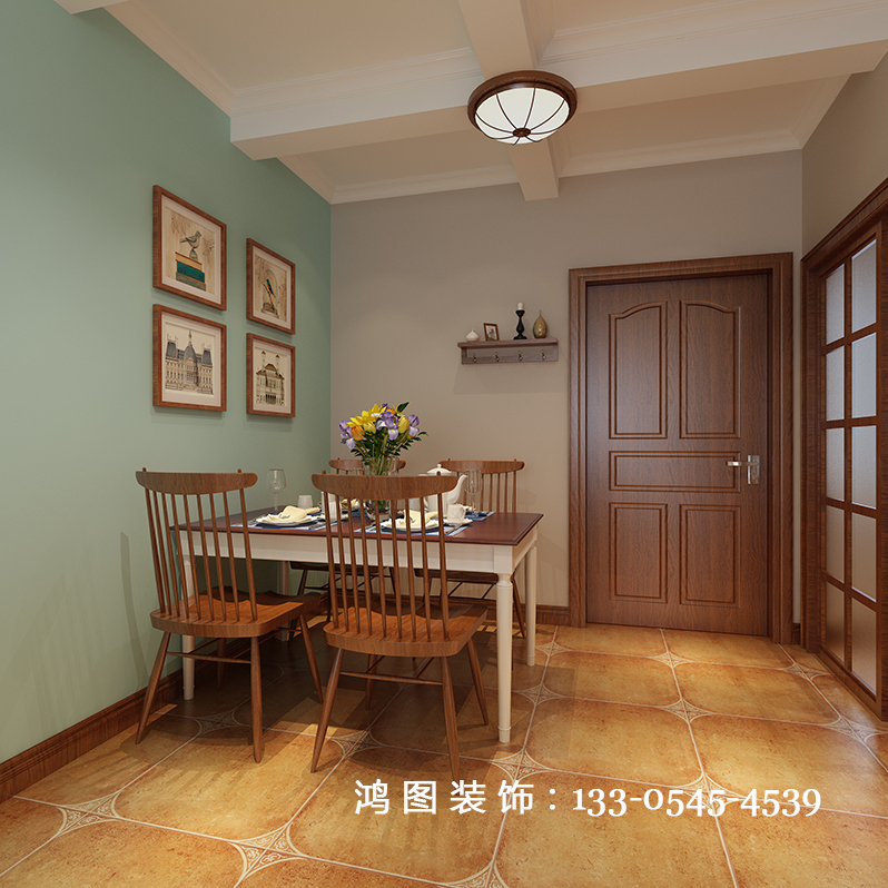 鸿图装饰——翡翠明珠小清新美式风格装修案例