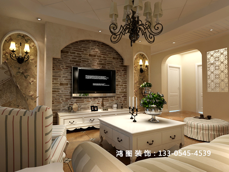 鸿图装饰—融科林语110平米欧式田园效果图