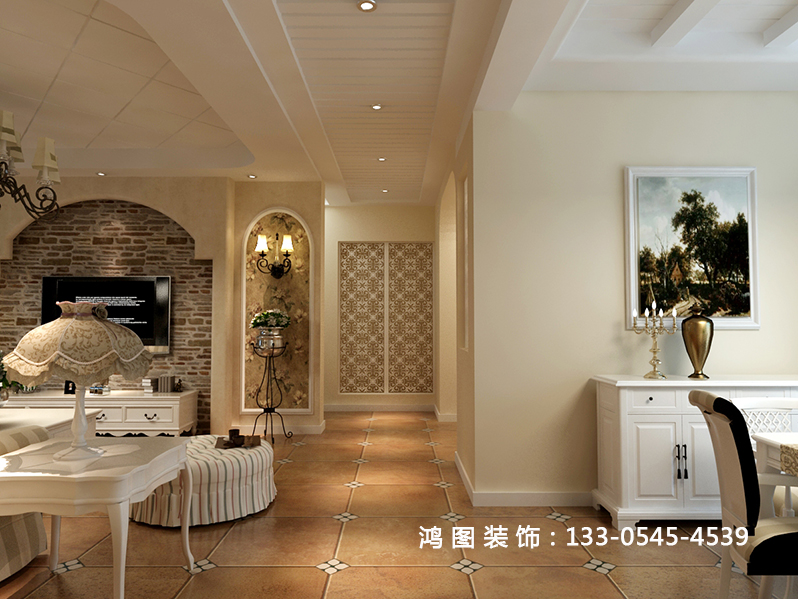 鸿图装饰—融科林语110平米欧式田园效果图
