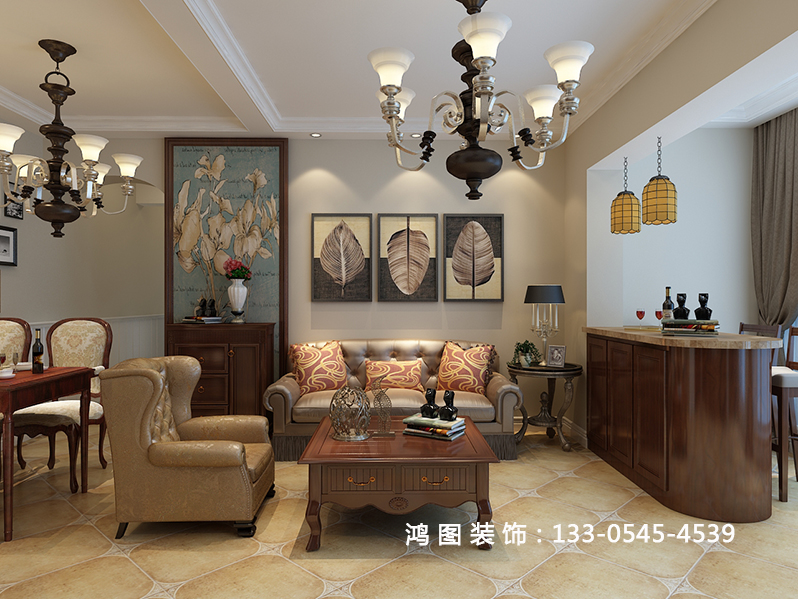 烟台装修公司—鸿图装饰打造万象城美式风格设计方案
