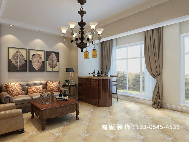 烟台装修公司—鸿图装饰打造万象城美式风格设计方案