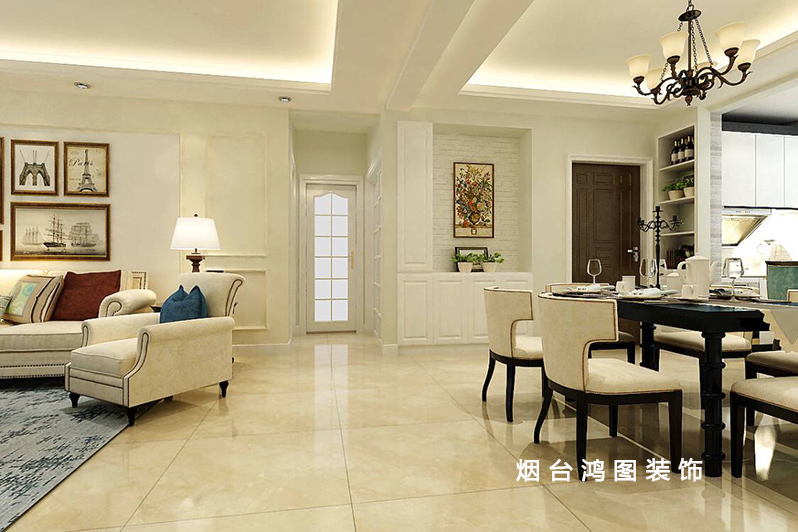 烟台家装案例—鸿图装饰打造德尚世家现代美式风格