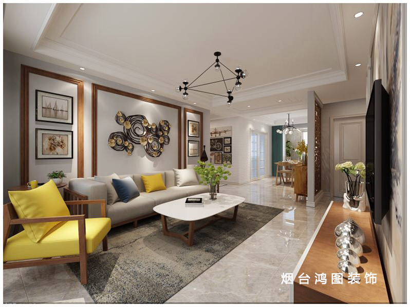 鸿图装饰精品案例—上海滩花园简约风格装修效果图