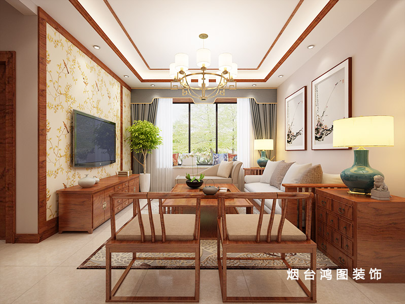 天颐郦城117平米中式风格装修效果