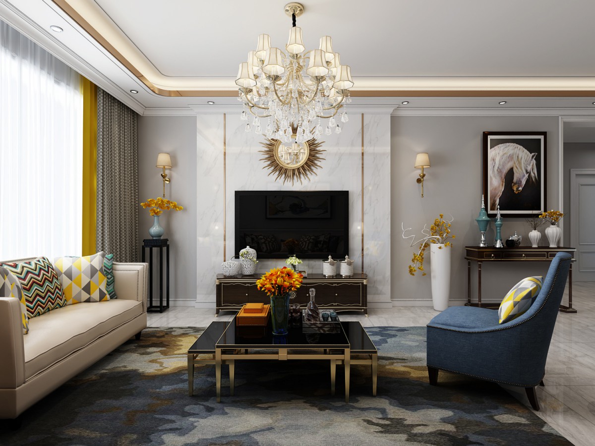 电视背景墙突出墙面大理石造型，让空间增加层次感，不在一撮而就。			
