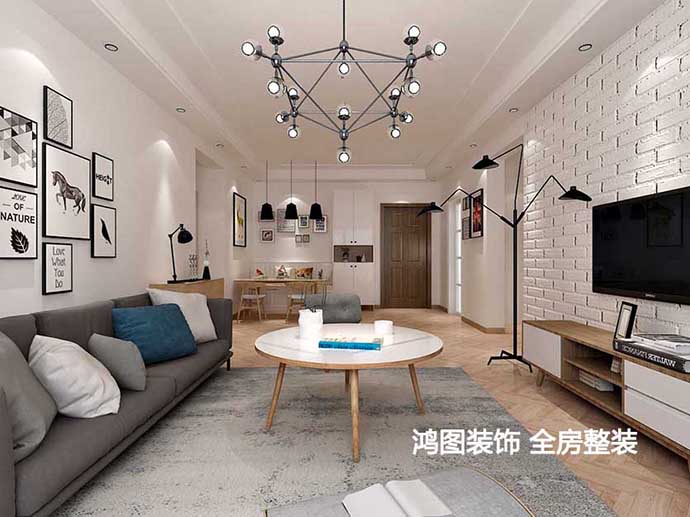 鸿图装饰案例—紫薇台清新北欧风格效果图