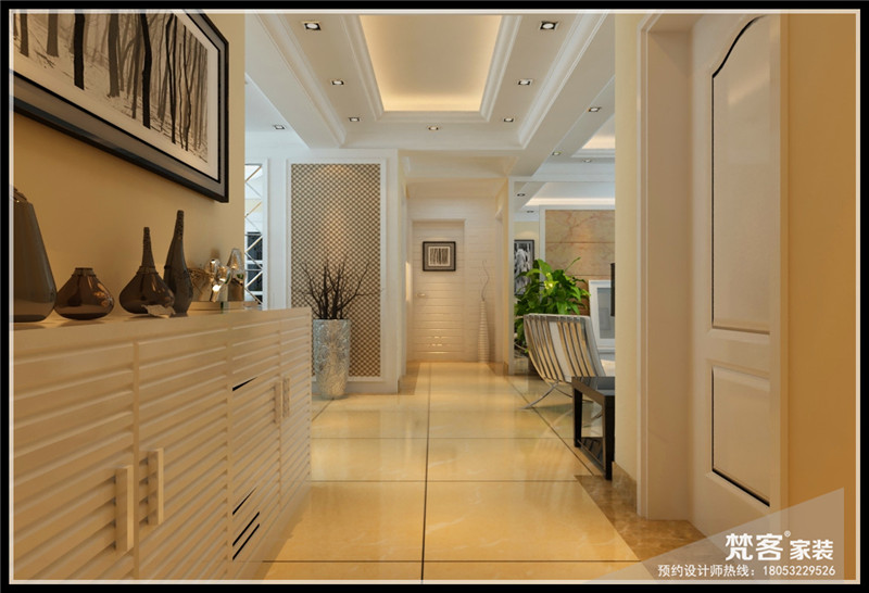 狭长的走廊是户型唯一的缺点、通过分段的划分区域、来调和走廊的弊端，达到与整体空间相结合的标准。			
