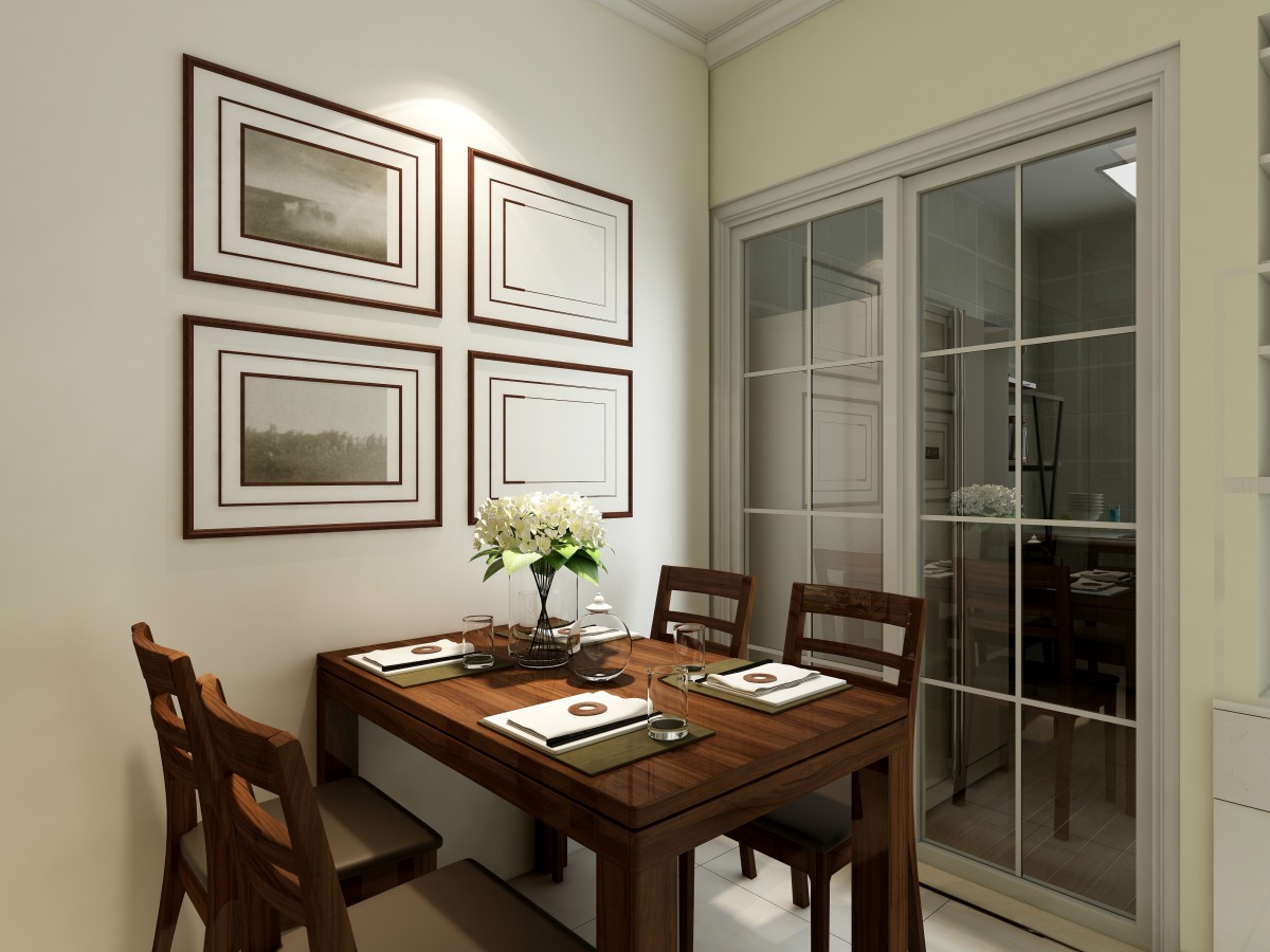 运用装饰画来点缀餐厅墙面。			
