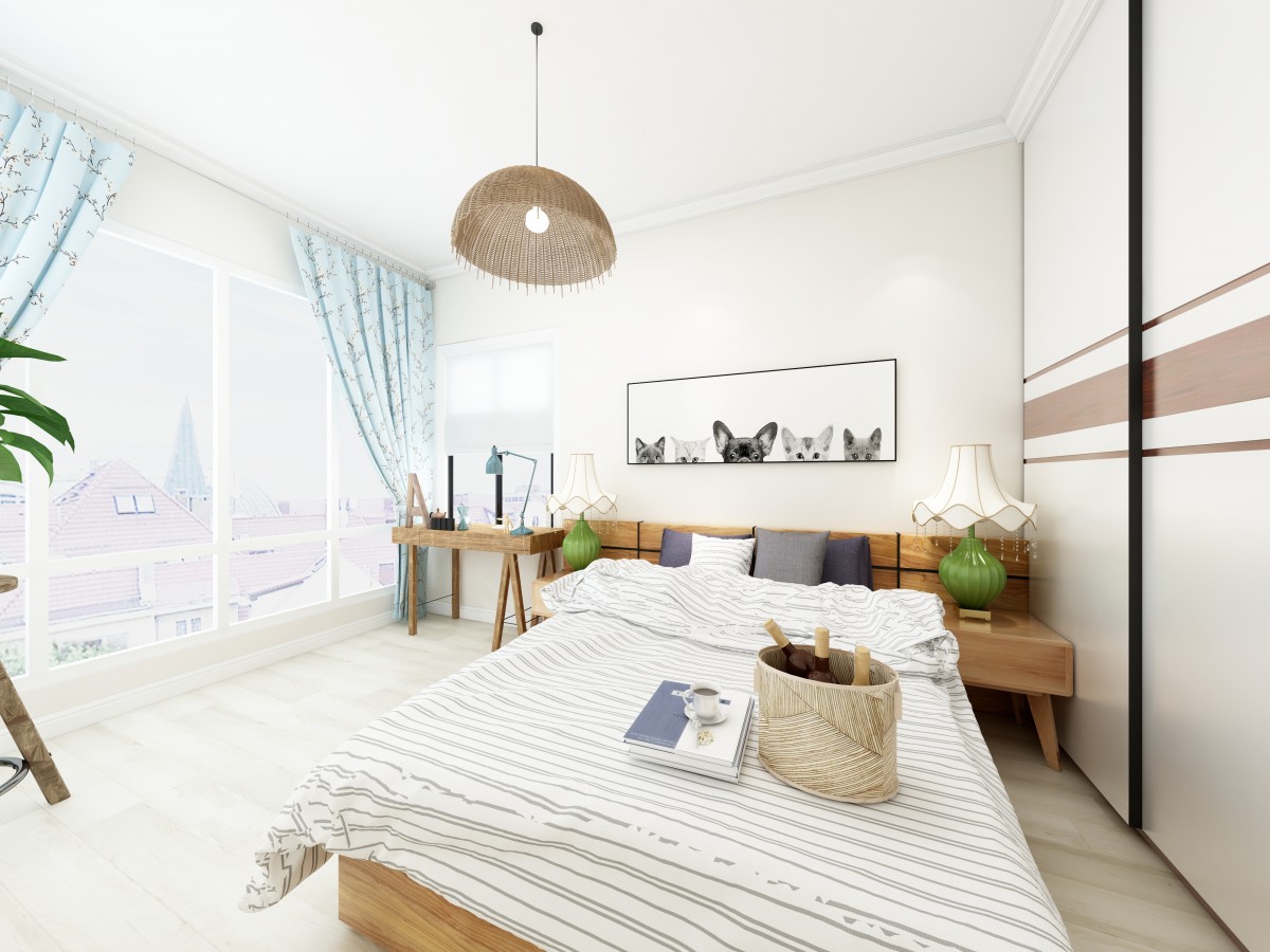 次卧室以白色为主，简单大方。			
