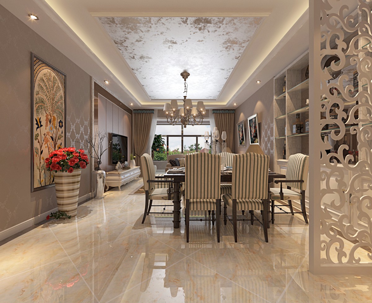 餐厅作为主人用餐区、通过吊顶、装饰挂画、来体现主人对生活品质的追求。			
