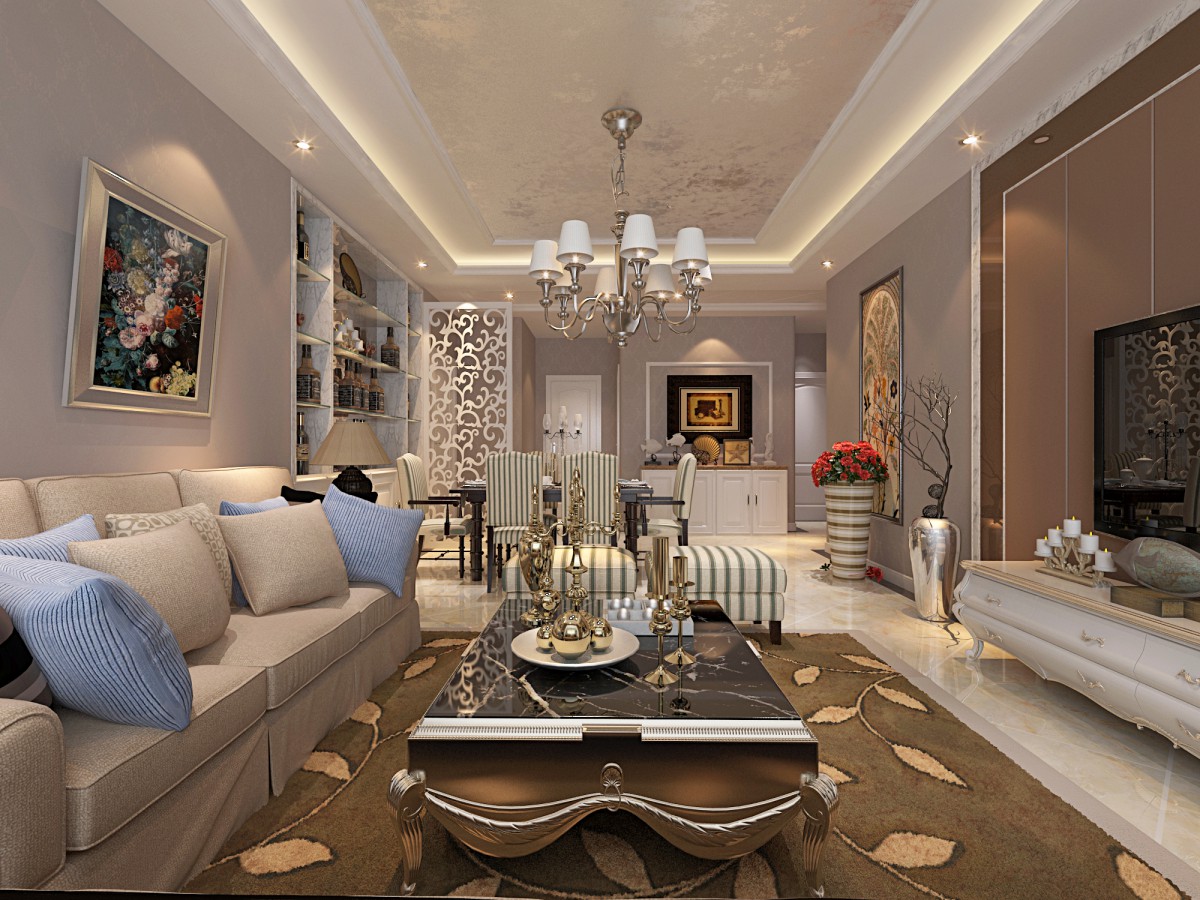 客厅作为待客区域，简单大气、客厅地砖斜拼提升空间档次、镜面装饰增加空间延展性、墙面以暖色调来处理，让整个空间更加舒适。			
