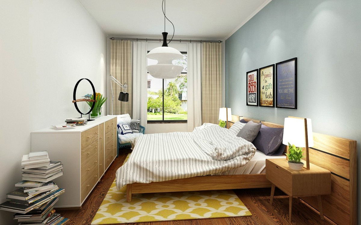 简简单单的原木色家具，让卧室并不显得复杂			
