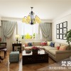 客厅作为待客区域，利用简单的线线条框出美式感觉，仿古砖斜拼让空间色彩更加融合。			
