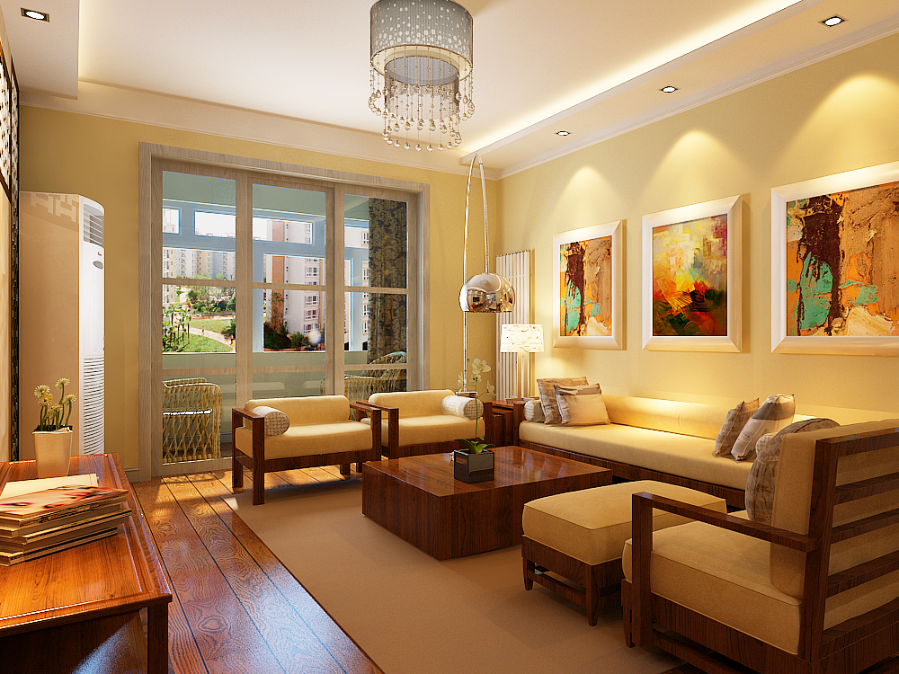 客厅作为待客区域，利用简单的线条突出简洁与利索，特殊的造型花纹重点承托出中式的端庄大气。			
