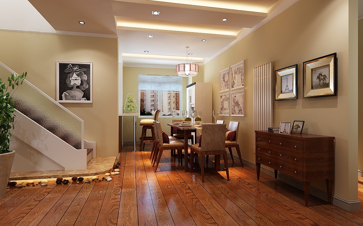 餐厅作为主人用餐区、利用灯光营造出安逸的用餐环境。			
