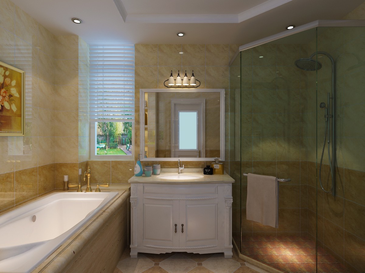 暖呢的卫生间让空间充满温馨安逸，在工作后一天的劳累得以得到释放，淋浴隔断也分割出空间布局，让卫生间更加整洁。			
