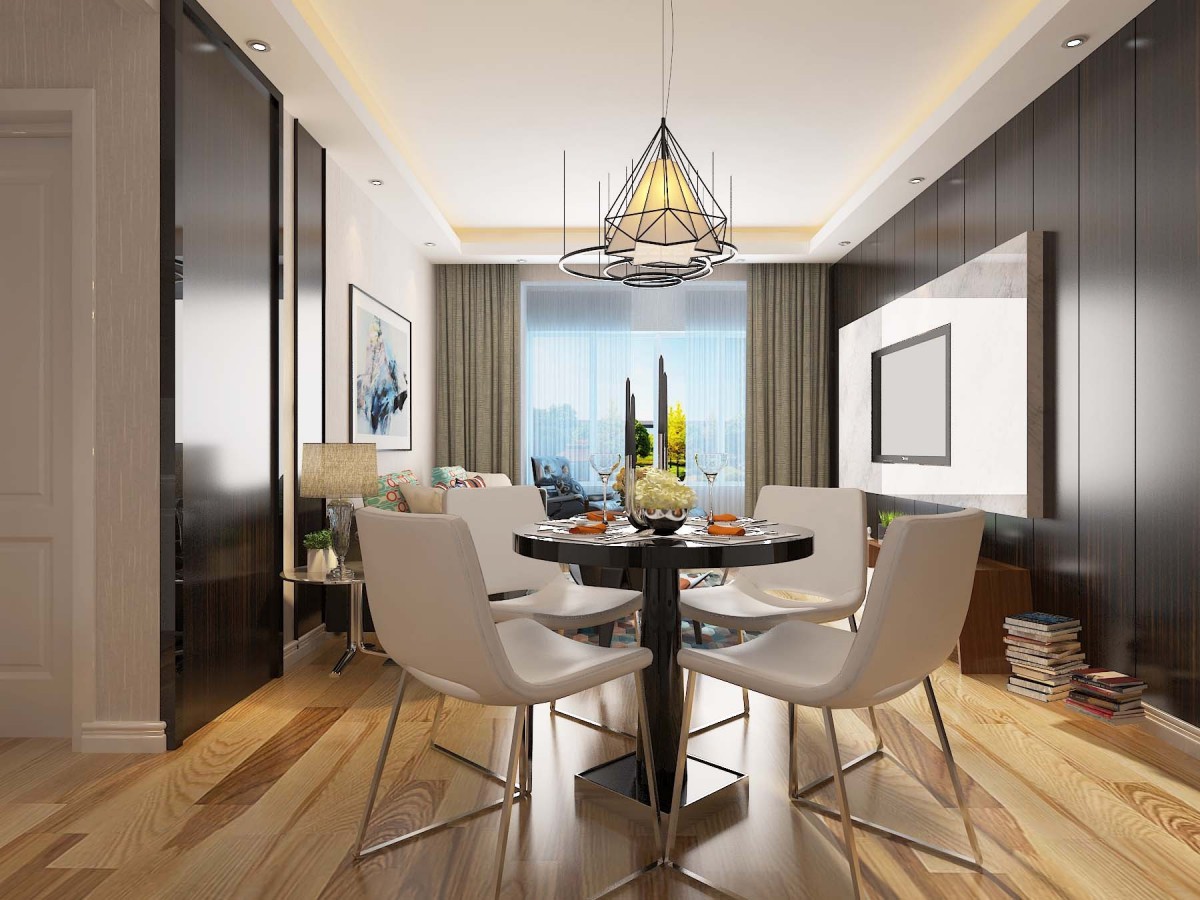 餐厅作为主人用餐区、利用灯光营造出安逸的用餐环境与客厅融为一体。			
