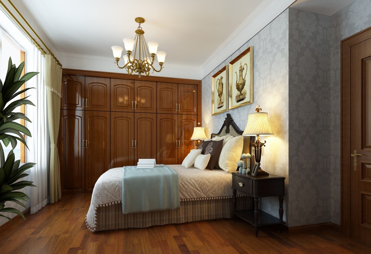 卧室，始终离不开床，欧式的床，通常都很柔软，全屋的灰色古典壁纸让整个卧室看起来不那么繁杂却多了一份温馨。			
