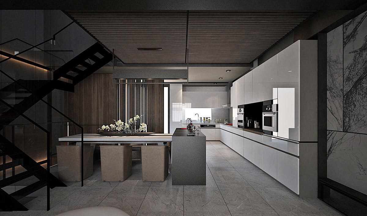 餐厅作为主人用餐区、通过吊顶、硬装木纹、来体现主人对生活品质的追求。			
