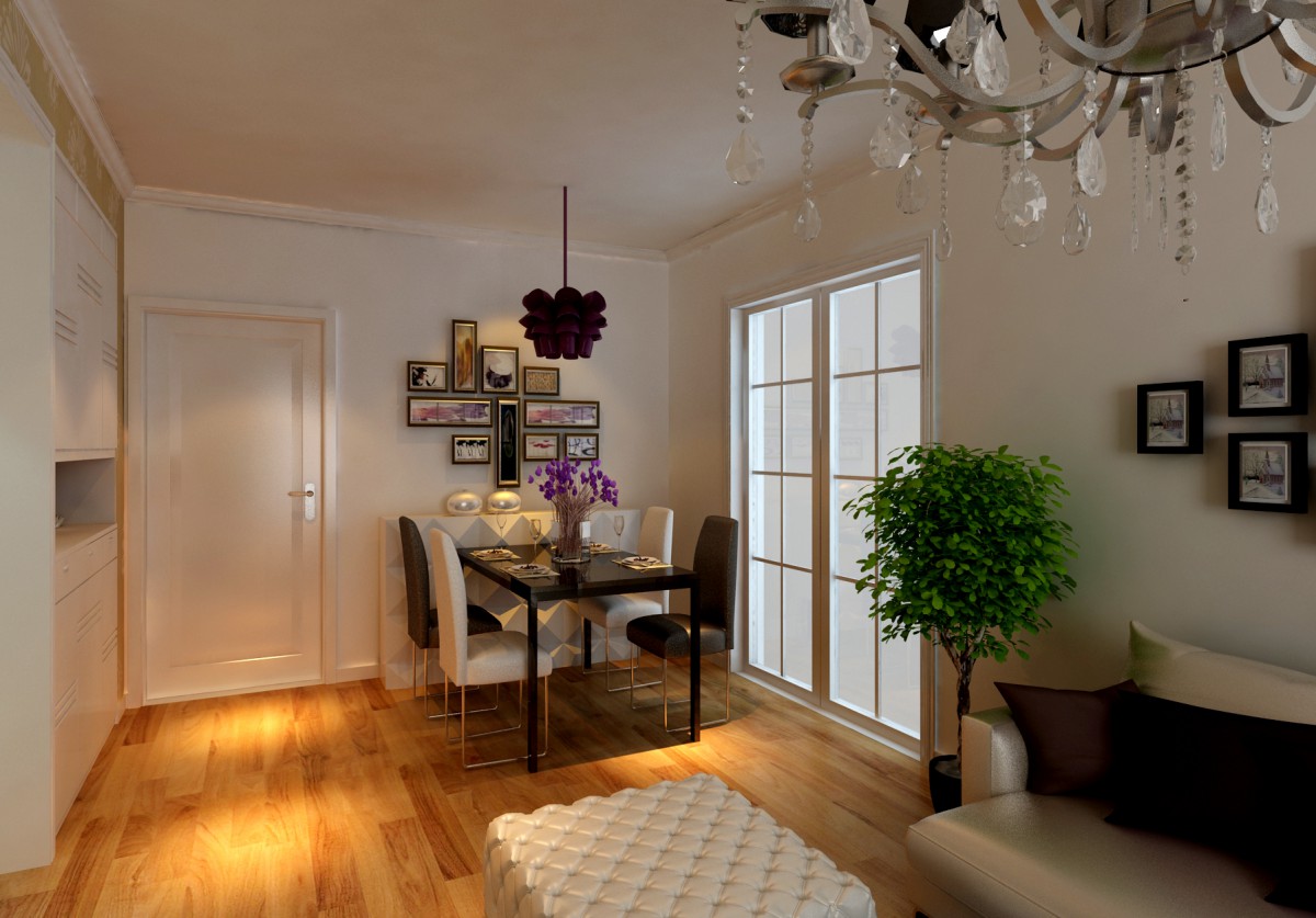 四人位餐桌位于厨房外侧 更好就餐 墙面为家庭照片墙 更显出温馨感			
