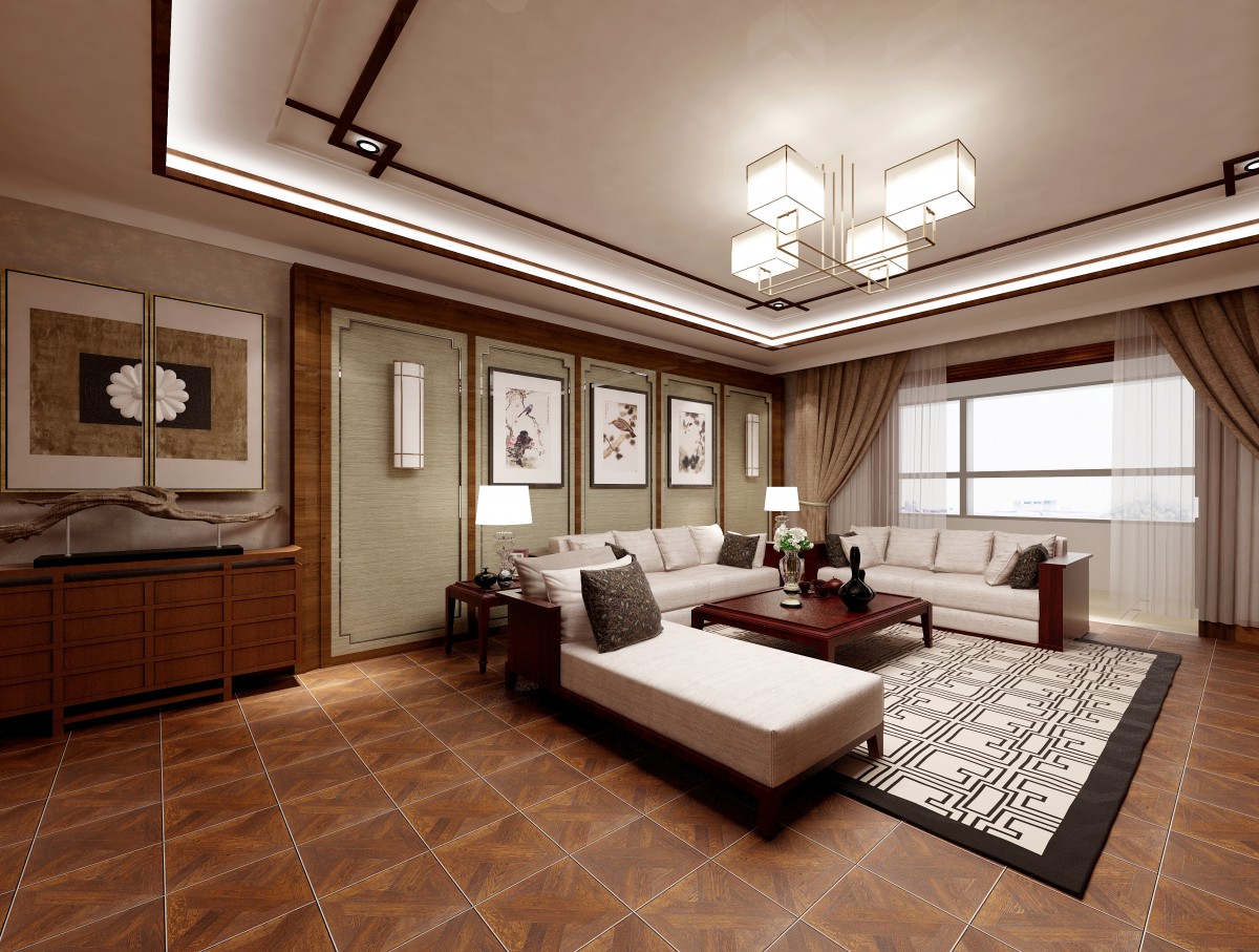 客厅主要采用硬朗简洁的直线条，空间具有层次感。既使得中式家具古典、质朴的内涵显现，又符合现代人追求的时尚感、实用性。			
