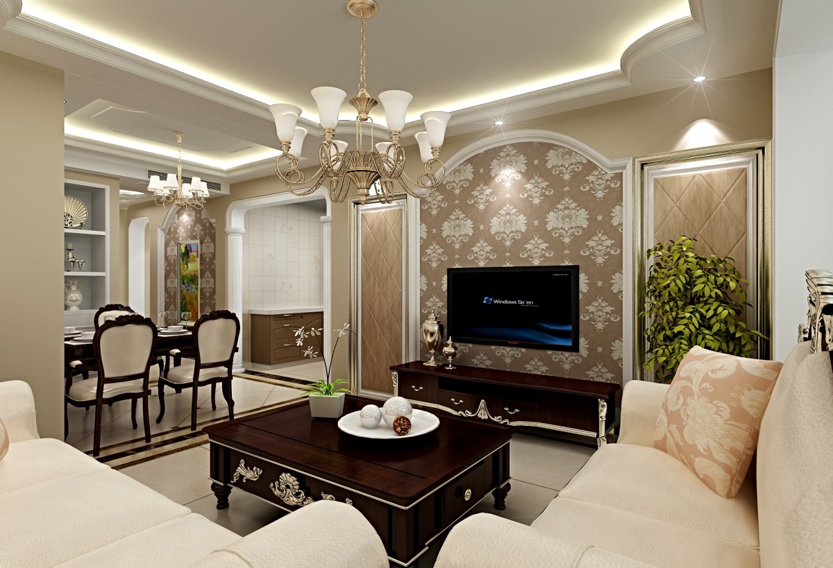 客厅作为待客区域，还是生活空间的中心。通过不同材质突显空间的层次感，从挂着艺术品的玄关开始到局部墙面的风格壁纸略显低调和奢华。			
