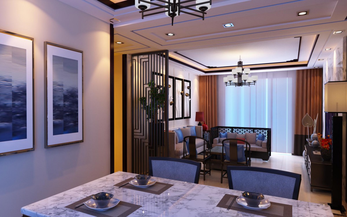 客厅设计采用简约现代风格的沙发和靠背，让整个设计在中式上增添点舒缓的感觉。简洁的流线和色调给人一种舒适安静的感觉。			
