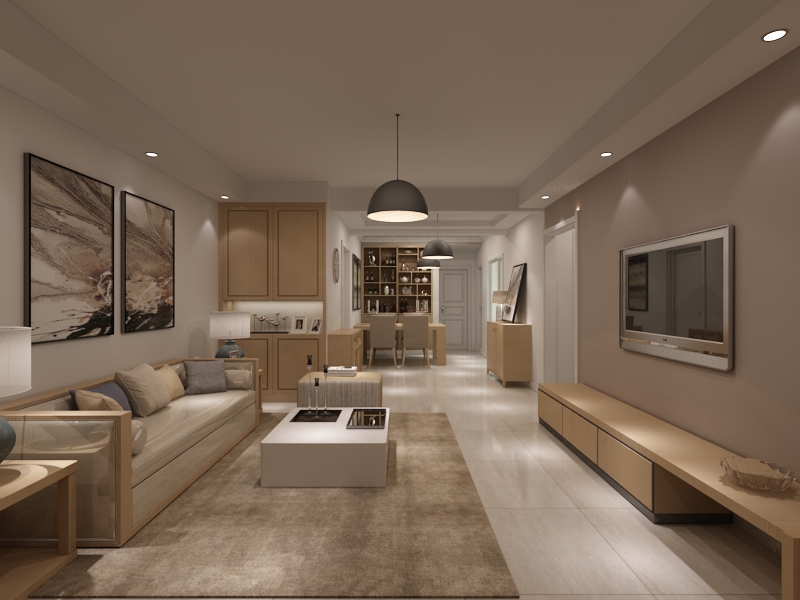 客厅电视墙没有多余装饰简洁的色块构成整体的电视墙，所有造型都很简洁，阳台因为高于客厅地面类似于地台的做法，增加休闲区，同时进行空间的分割。客餐厅地面单一色调不带任何拼花造型，形成不同色块，					
					
					
					
