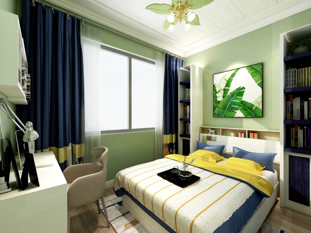 儿童房颜色比较鲜艳，色调搭配比较活跃符合儿童活泼好动的特点。			
