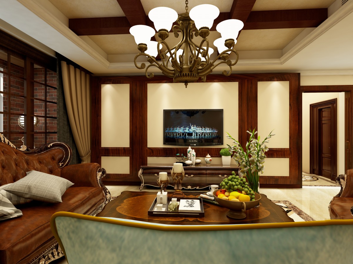 客厅作为待客区域，原木色的家具搭配原木色的顶面装饰，使空间更加协调。			
