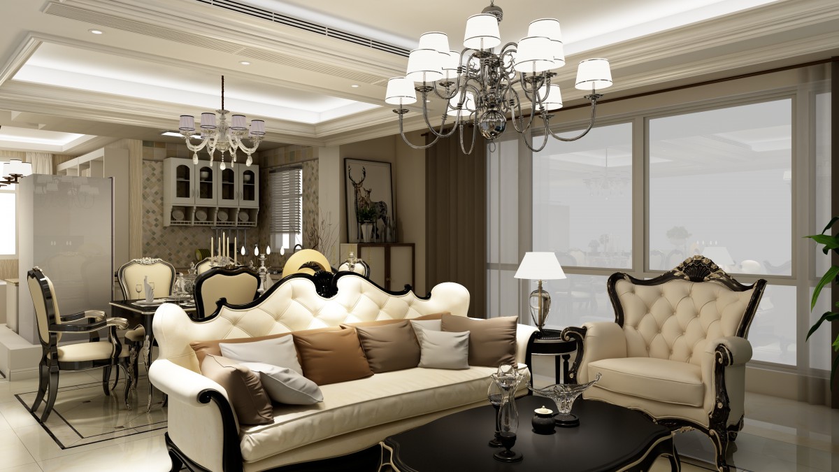 客厅作为待客区域，可以高档，华丽但不失气质，家具搭配比较稳重，客餐厅通透显得户型更加敞亮			
