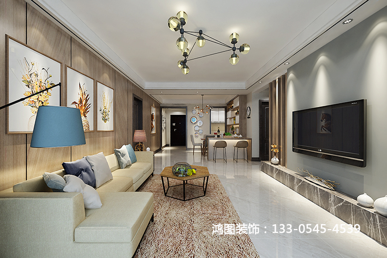 鸿图装饰学府小区145平米现代简约风格装修效果图