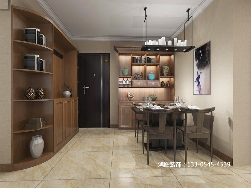 海天雅筑新中式风格装修案例——鸿图装饰