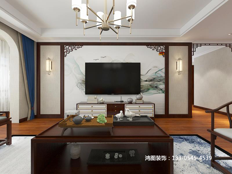 海天雅筑新中式风格装修案例——鸿图装饰
