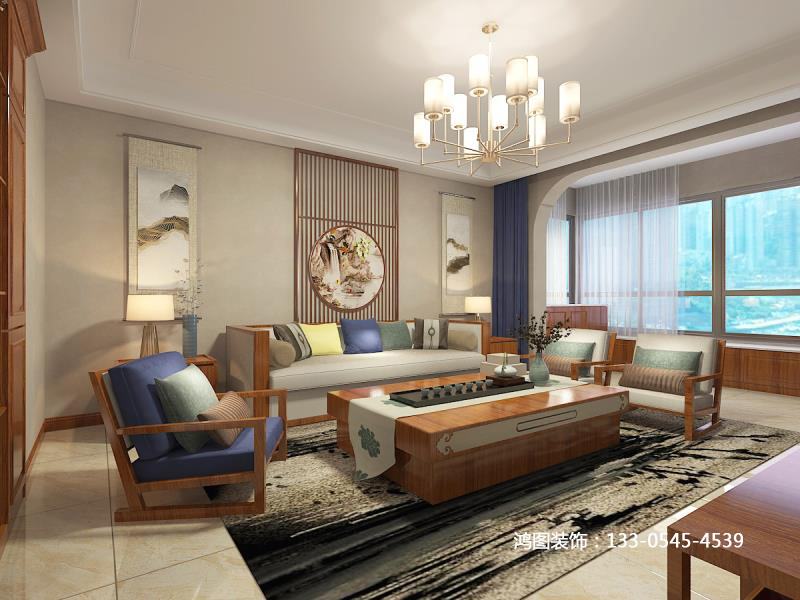 鹿鸣小区140平米中式风格装饰设计案例