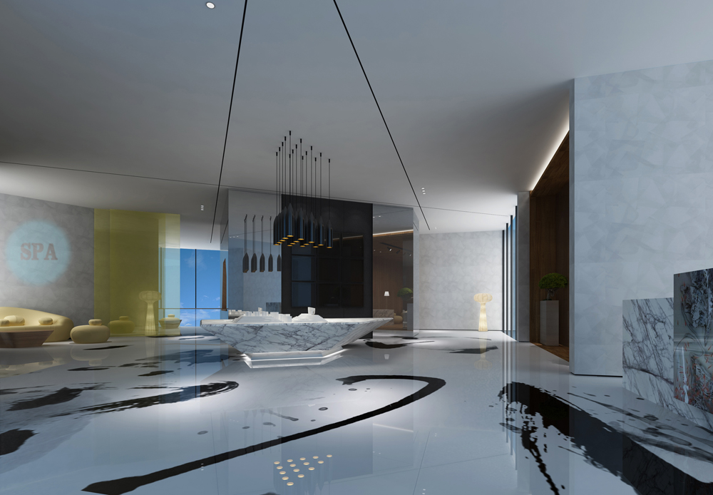 这是一个肩负双重功能的体验空间，即是温泉酒店建成前的一个体验馆，也要包括温泉地块内商业别墅的一个楼盘介绍。