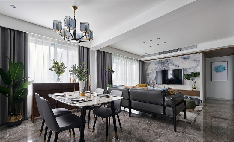 烟台装饰设计案例：多重元素组合的风格 他的家很高级！