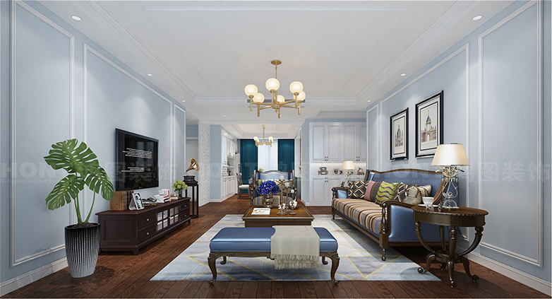 烟台装饰设计案例——佰和悦府143平米美式风格