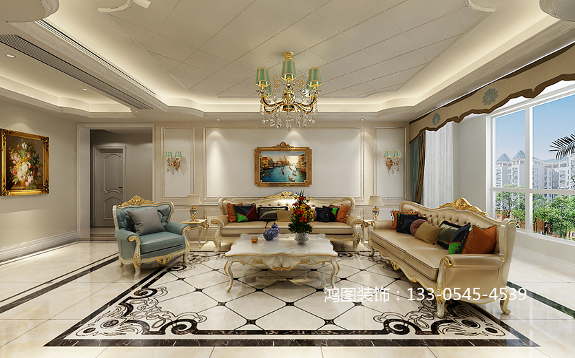 给人的感觉端庄典雅、高贵华丽，具有浓厚的文化气息。在家具选配上，一般采用宽大精美的家具，配以精致的雕刻，整体营造出一种华丽、高贵、温馨的感觉。