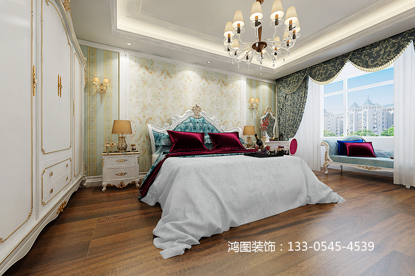 给人的感觉端庄典雅、高贵华丽，具有浓厚的文化气息。在家具选配上，一般采用宽大精美的家具，配以精致的雕刻，整体营造出一种华丽、高贵、温馨的感觉。