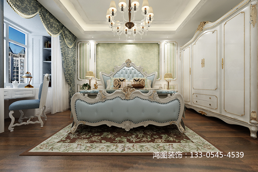 给人的感觉端庄典雅、高贵华丽，具有浓厚的文化气息。在家具选配上，一般采用宽大精美的家具，配以精致的雕刻，整体营造出一种华丽、高贵、温馨的感觉。