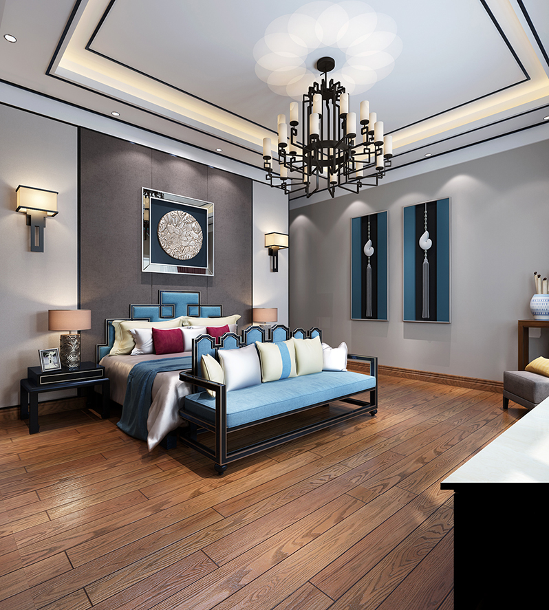 烟台装修设计案例——温泉小镇别墅 新中式风格