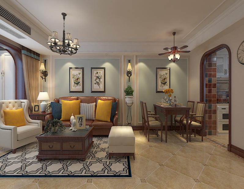 烟台装修公司案例—美式风格复式设计案例