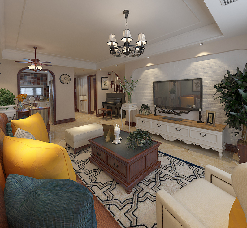 烟台装修公司案例—美式风格复式设计案例