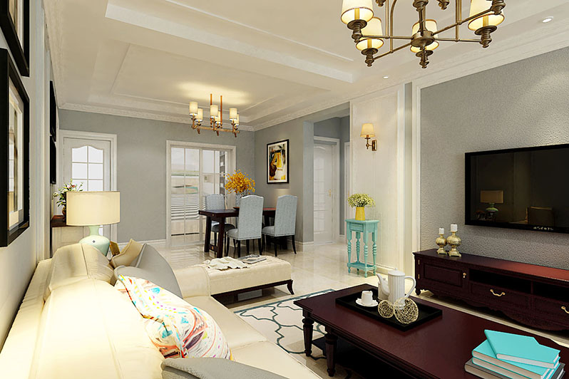 烟台室内装修效果图——华明星海湾简约美式案例