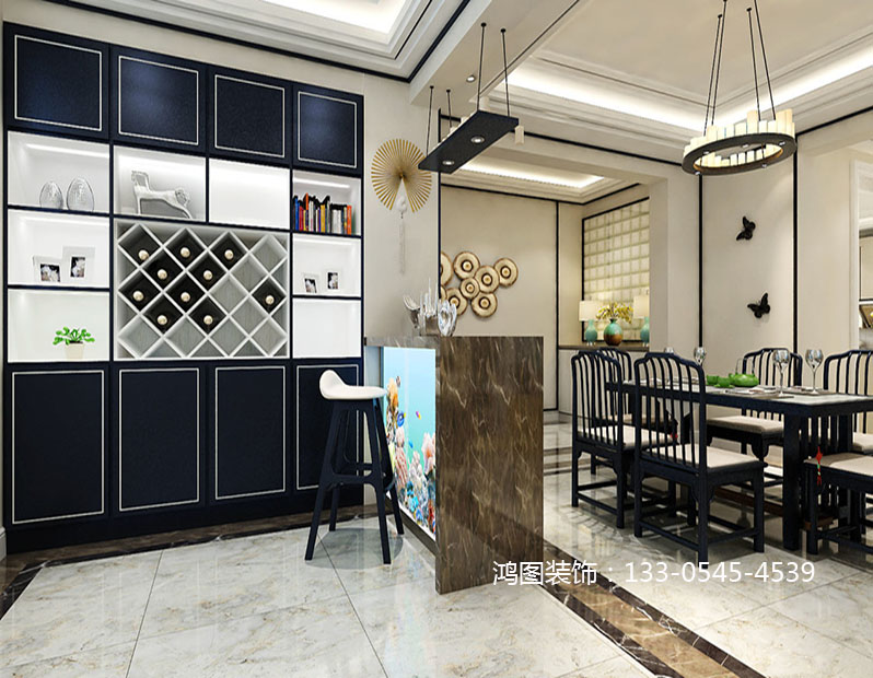 烟台万达华府现代中式——226平米大宅设计案例