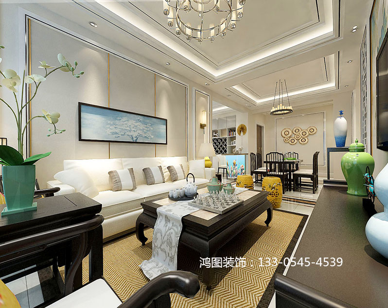 烟台万达华府现代中式——226平米大宅设计案例