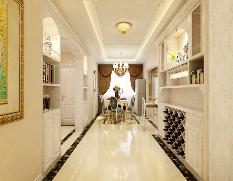 银河名都经典暖色系欧式风格——烟台鸿图装饰